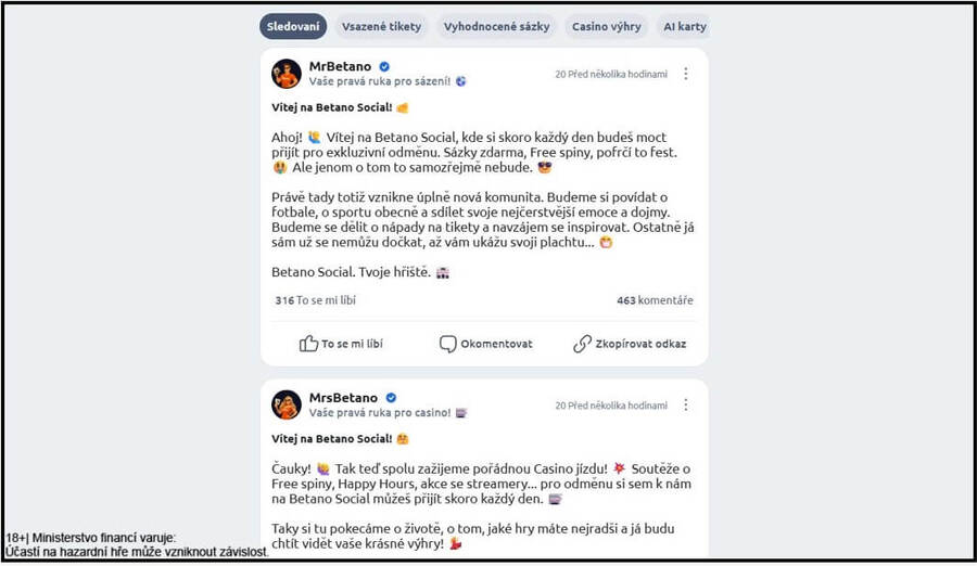 Betano Social – zapojte se do diskuze