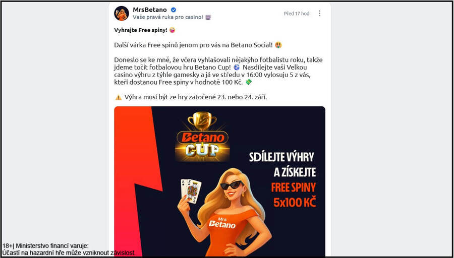 Free spiny pouze na Betano Social