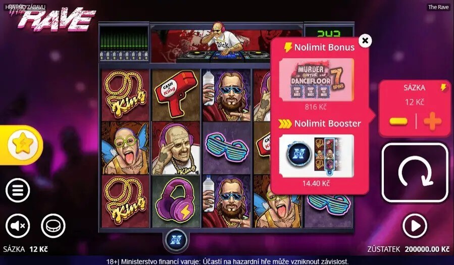 Výherní automat The Rave s funkcí Booster