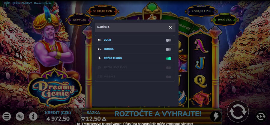 Výherní automat Dreamy Genie s funkcí Turbo Spins