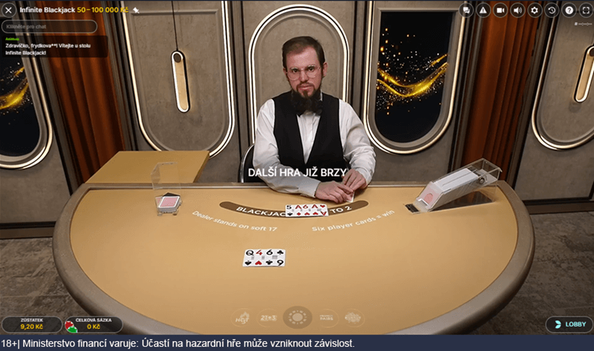 Infinite Blackjack v live casinu u Tipsportu