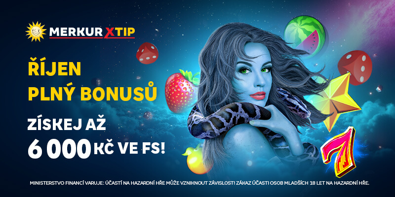 Říjen plný bonusů u MerkurXtipu přináší až 6 000 Kč ve free spinech