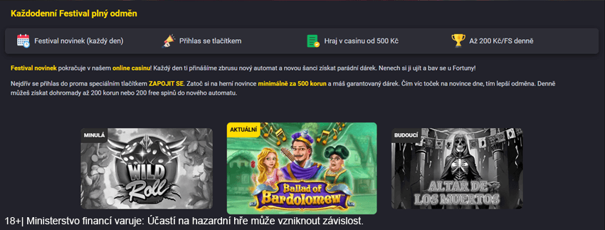Informace o&nbsp;Festivalu novinek u&nbsp;Fortuny