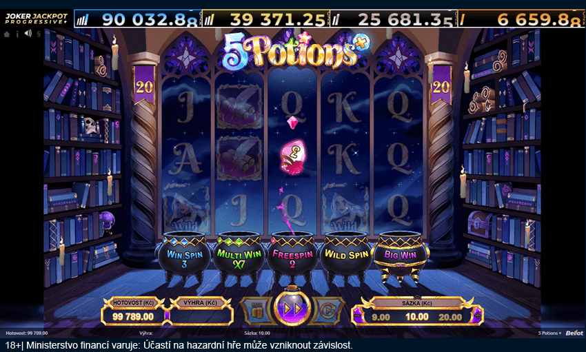 Hrací automat 5 Potions+ od Bellotu si můžete zahrát v online casinu Tipsport Hrací automat 5 Potions+ od Bellotu si můžete zahrát v online casinu Tipsport