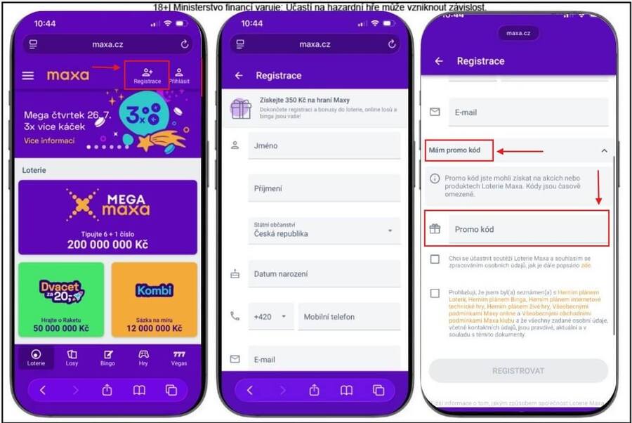 Maxa promo kód registrace