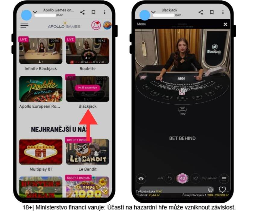 Apollo Games live casino blackjack s&nbsp;krupiérem