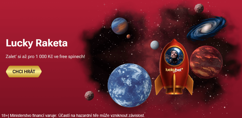 Lucky Raketa vám může přinést denně až 100 free spinů v hodnotě 10 Kč na otočku