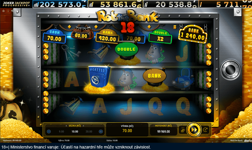 Výherní automat Rob the Bank od Bellotu si můžete zahrát například v online casinu Tipsport