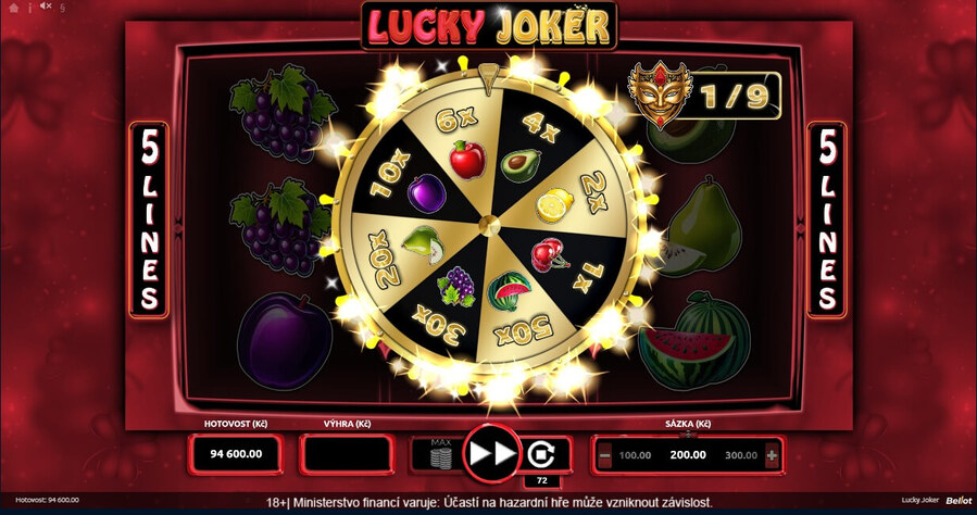 Náhodný výběr násobku výhry ve hře Lucky Joker