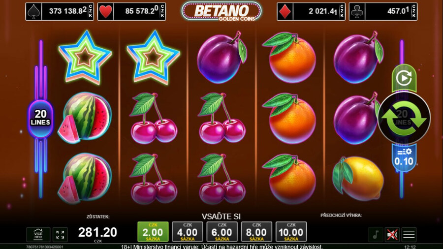 Zahrajte si výherní automat Betano Golden Coins