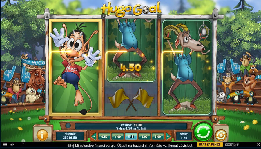 Bonusová funkce v automatu Hugo Goal