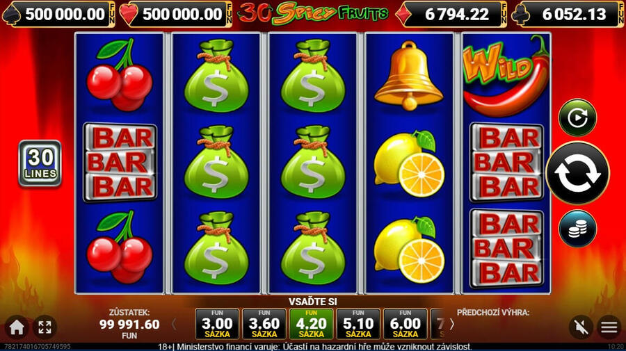 Zahrajte si výherní automat 30 Spicy Fruits
