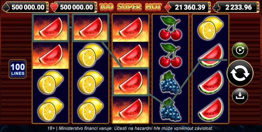 100 Super Hot výherní automat