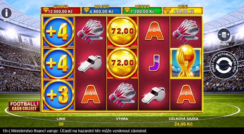 Hrací automat Football: Cash Collect od Playtechu v&nbsp;online casinu Fortuna