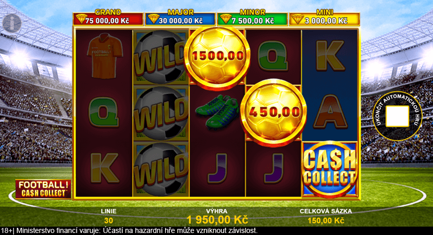 Cash Collect funkce na hracím automatu Football: Cash Collect od Playtechu v&nbsp;online casinu Fortuna