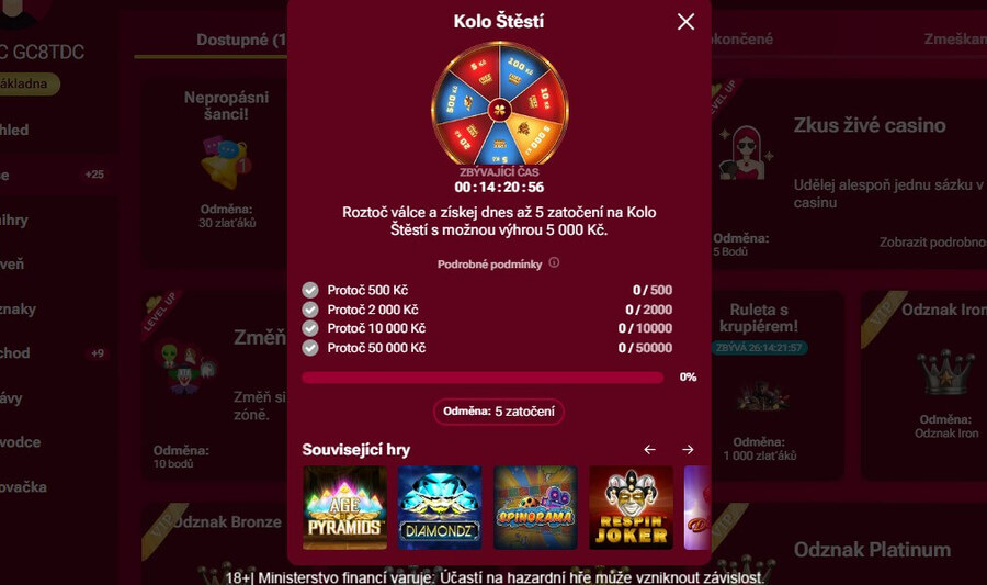 Každý den můžete získat na Kole štěstí až 5 zatočení