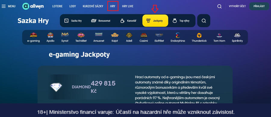 Sazka Hry mají v&nbsp;nabídce jackpotové automaty 