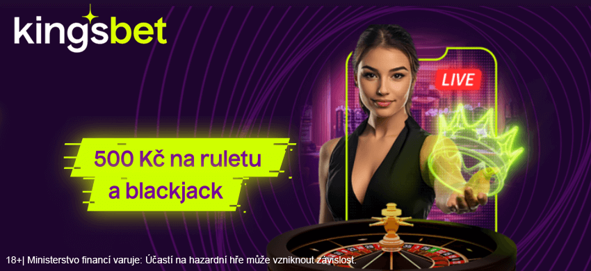 Kingsbet 500&nbsp;Kč bonus do live casina pouze za vklad