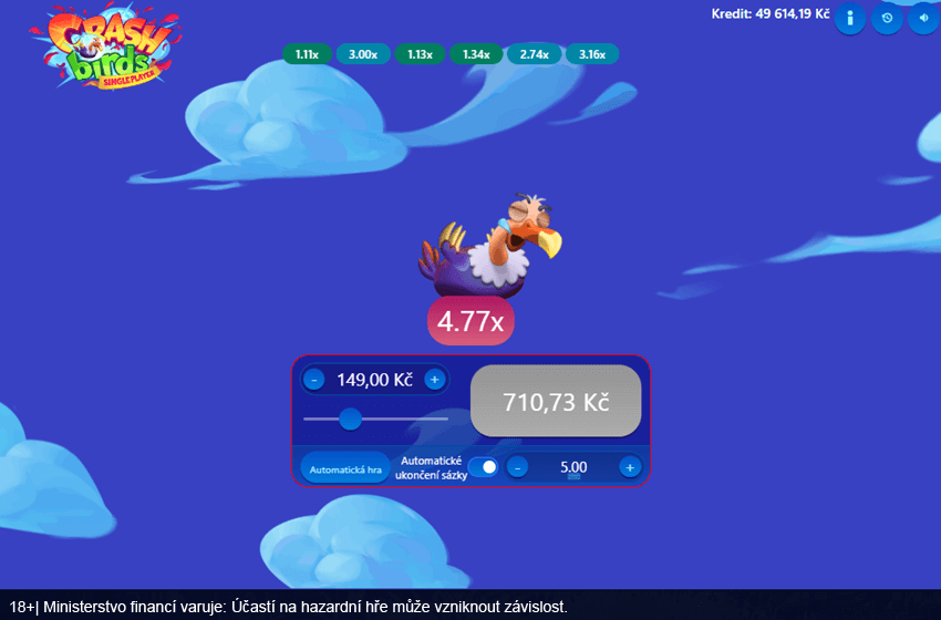 Stoupající sup a&nbsp;narůstající multiplikátor ve hře Crash Birds Singleplayer