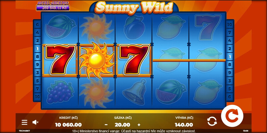 Wild symbol v&nbsp;podobě slunce nahrazuje všechny symboly