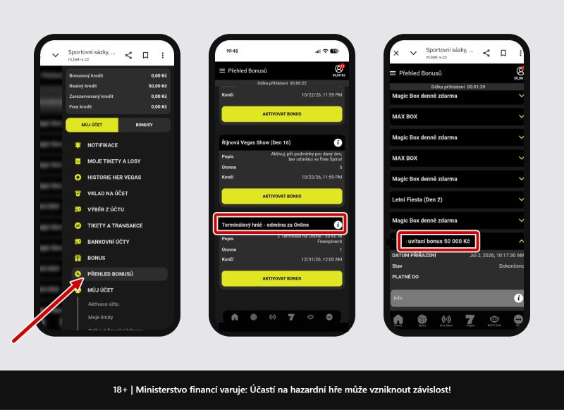 Betx - Po splnění podmínek získáte příslušný bonus.