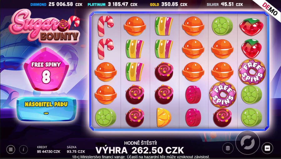 Bonusová funkce free spins v&nbsp;automatu Sugar Bounty