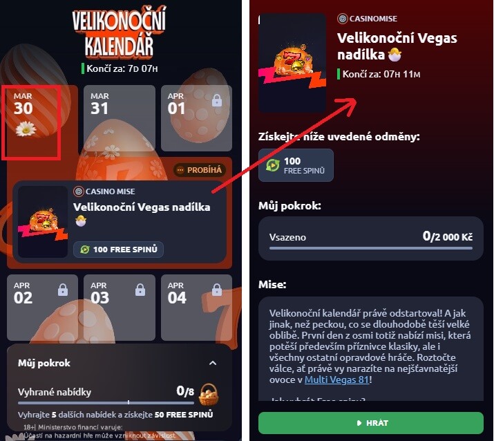 Každý den se ve Velikonočním kalendáři zveřejní nová mise.