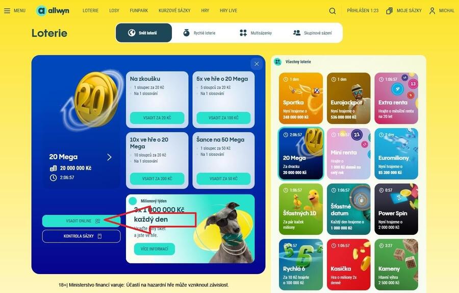 Vsaďte si loterii 20 Mega ze svého PC (2)