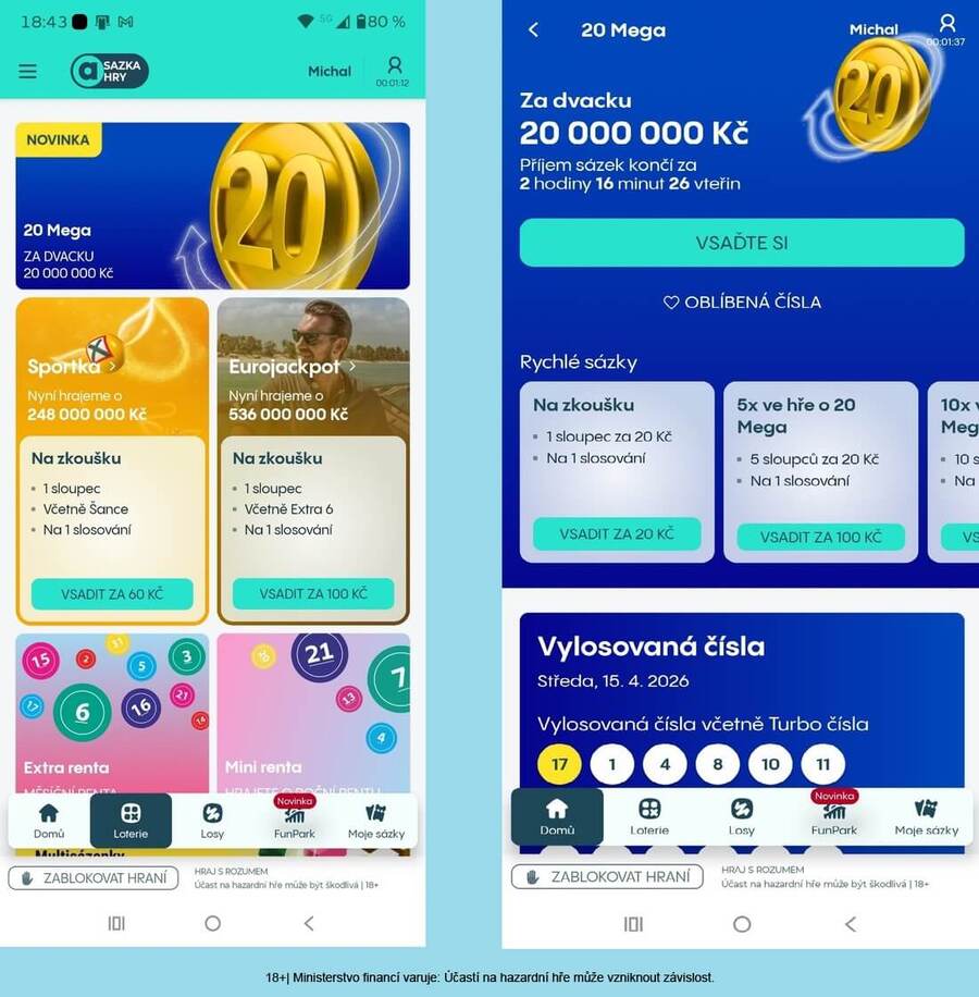 Vsaďte si 20 Mega z&nbsp;mobilní aplikace. (1)