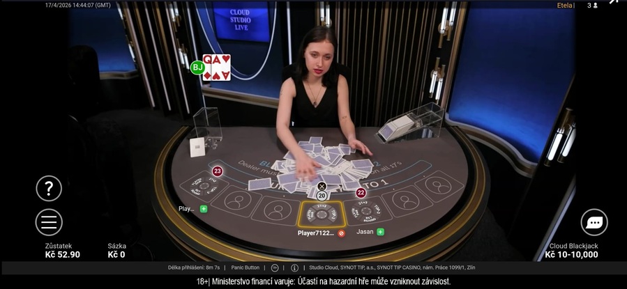 Live casino LuckyBet nabízí live hru Blackjack