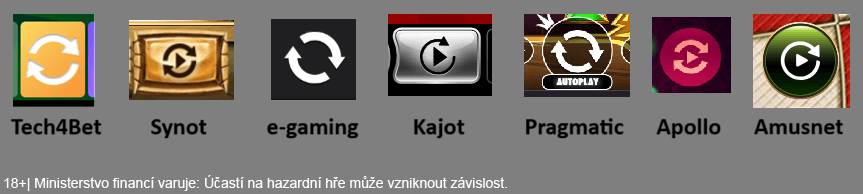 Srovnání symbolů a&nbsp;tlačítek pro aktivaci autostartu u&nbsp;různých herních slotů