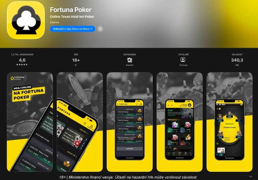 Fortuna Poker aplikace v&nbsp;App Store pro iOS a&nbsp;macOS