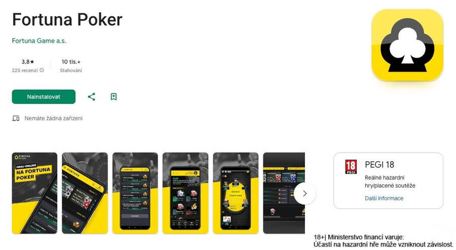 Fortuna Poker aplikace v&nbsp;Google Play pro Android