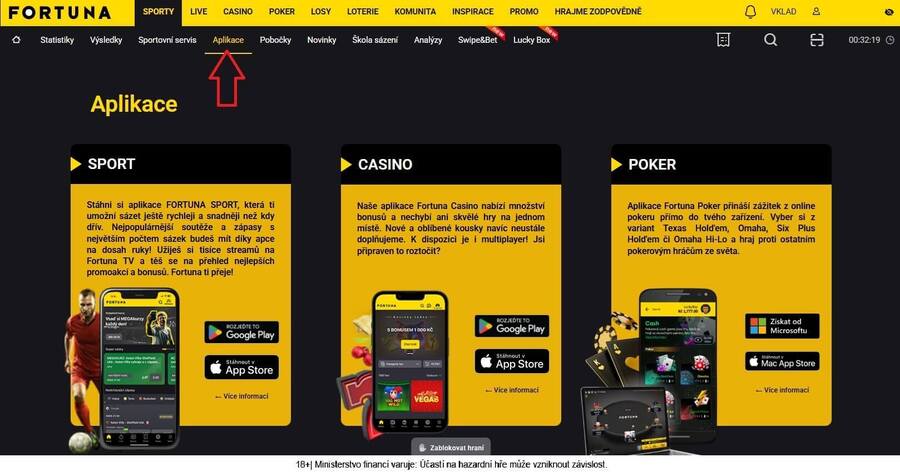 Stažení Fortuna Poker aplikace z&nbsp;webu Fortuny pro Windows