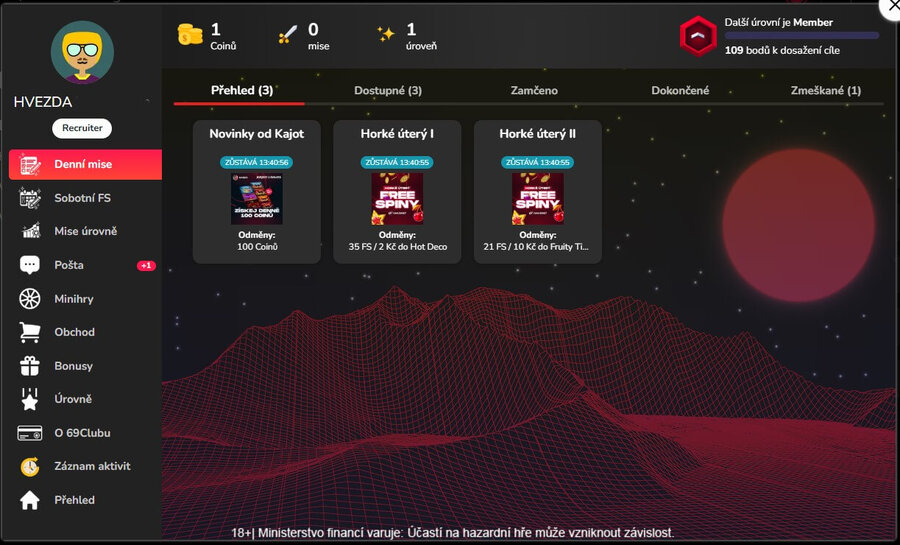 69 Games casino věrnostní program