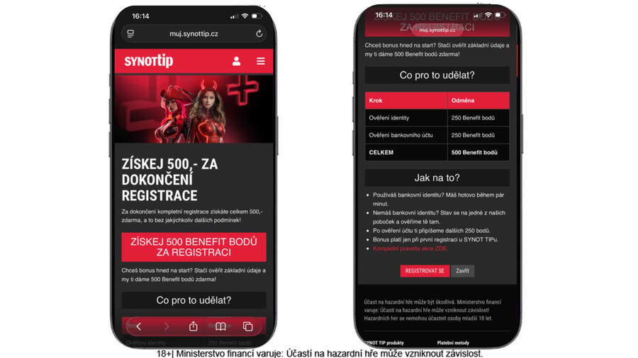 SYNOT TIP bonus bez vkladu
