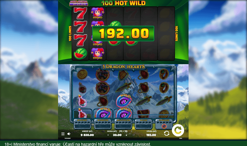 Výherní automat 100 Hot Wild - 5 Dragon Hearts