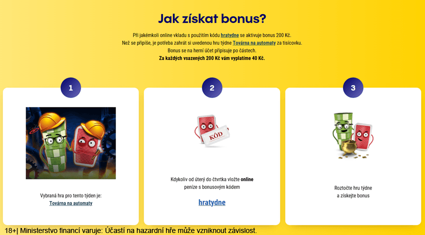 Reload bonus Hra týdne u&nbsp;Sazka Her