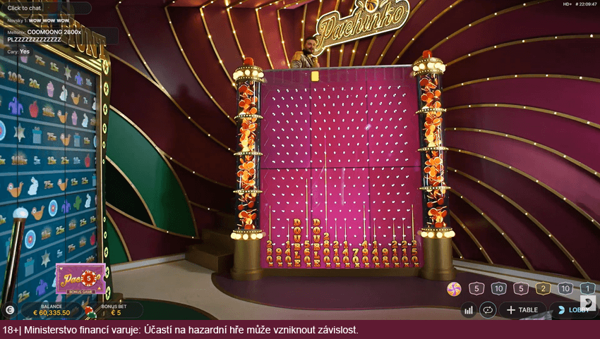 Bonusová hra Pachinko ve hře Crazy Time