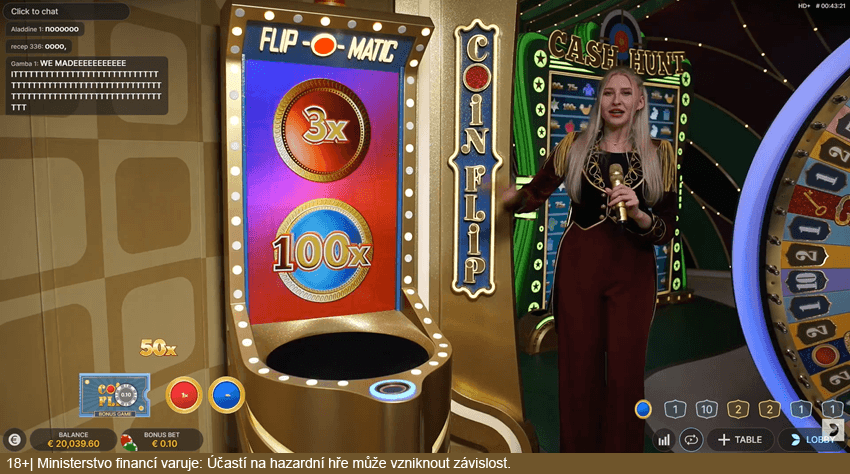 Bonusová hra Coin Flip ve hře Crazy Time