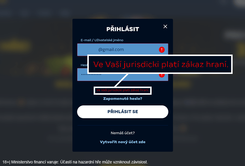 Chybová hláška při přihlášení do MerkurXtipu ze zahraničí