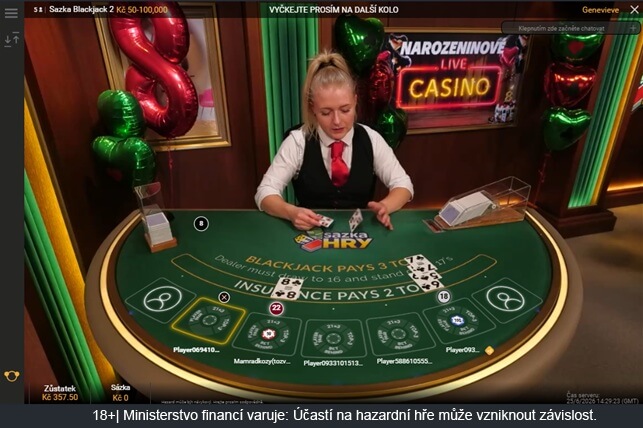 Blackjack u&nbsp;Sazka Her Live