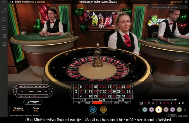 Ruleta u&nbsp;Sazka Her Live