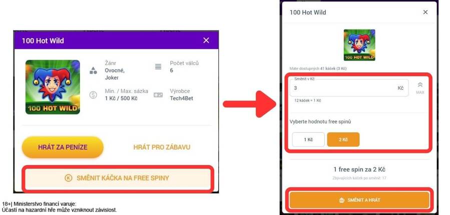 Směna káček za free spiny v&nbsp;online casinu Maxa