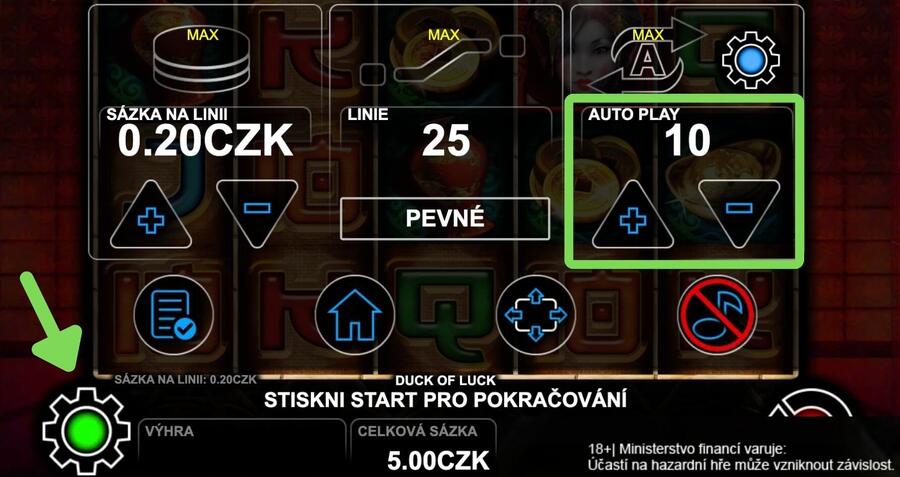 Nastavení automatu Duck of Luck s&nbsp;možností Autoplay