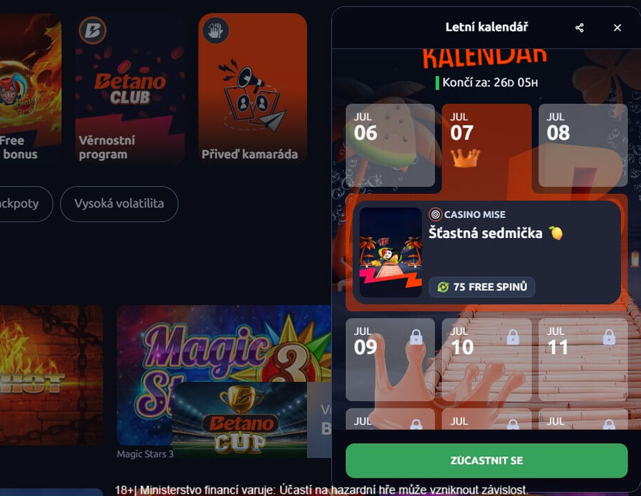 Betano casino kalendář