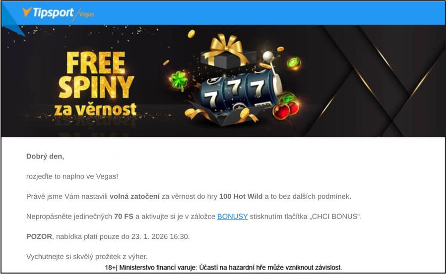 VIP bonus u&nbsp;Tipsportu