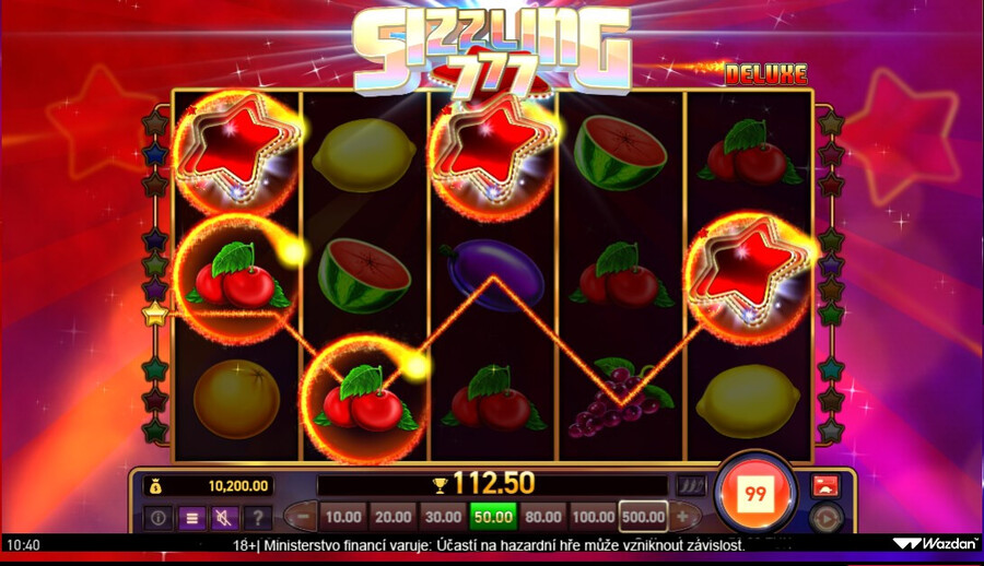 Výhra na automatu Sizzling 777 Deluxe