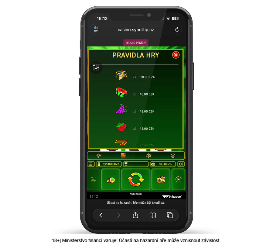 Výplatní tabulka automatu Magic Fruits