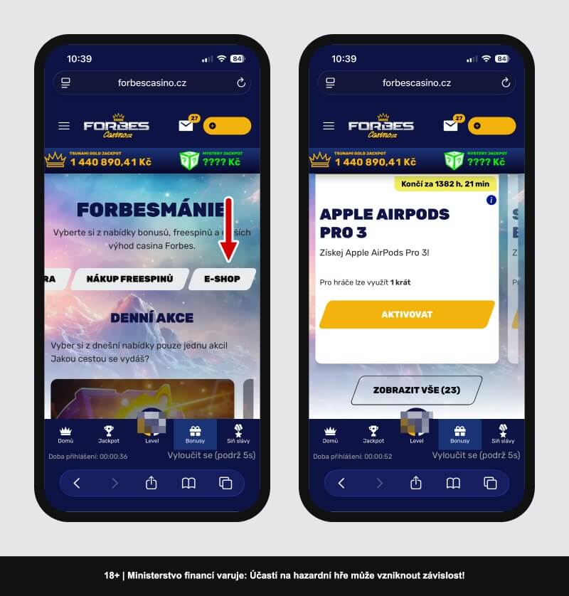 Forbes casino e-shop v&nbsp;sekci Bonusy